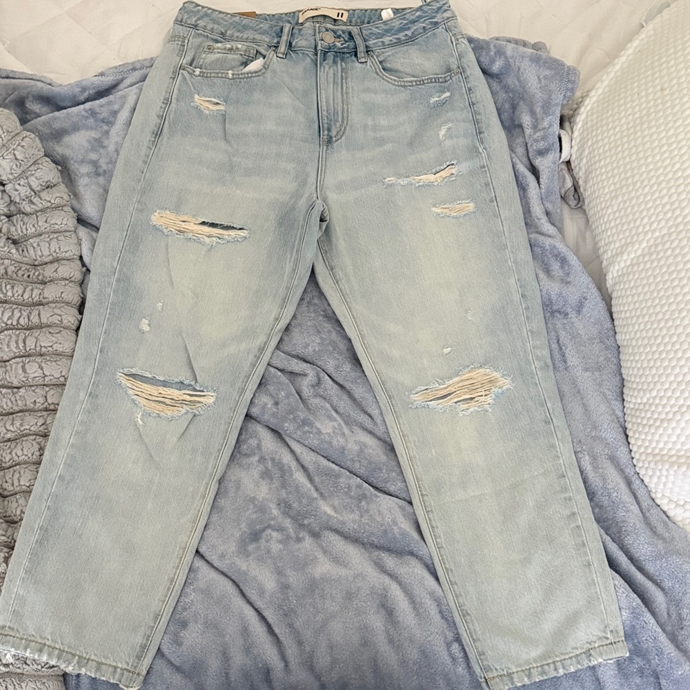 Garage Light Blue Distressed Boyfriend Jeans